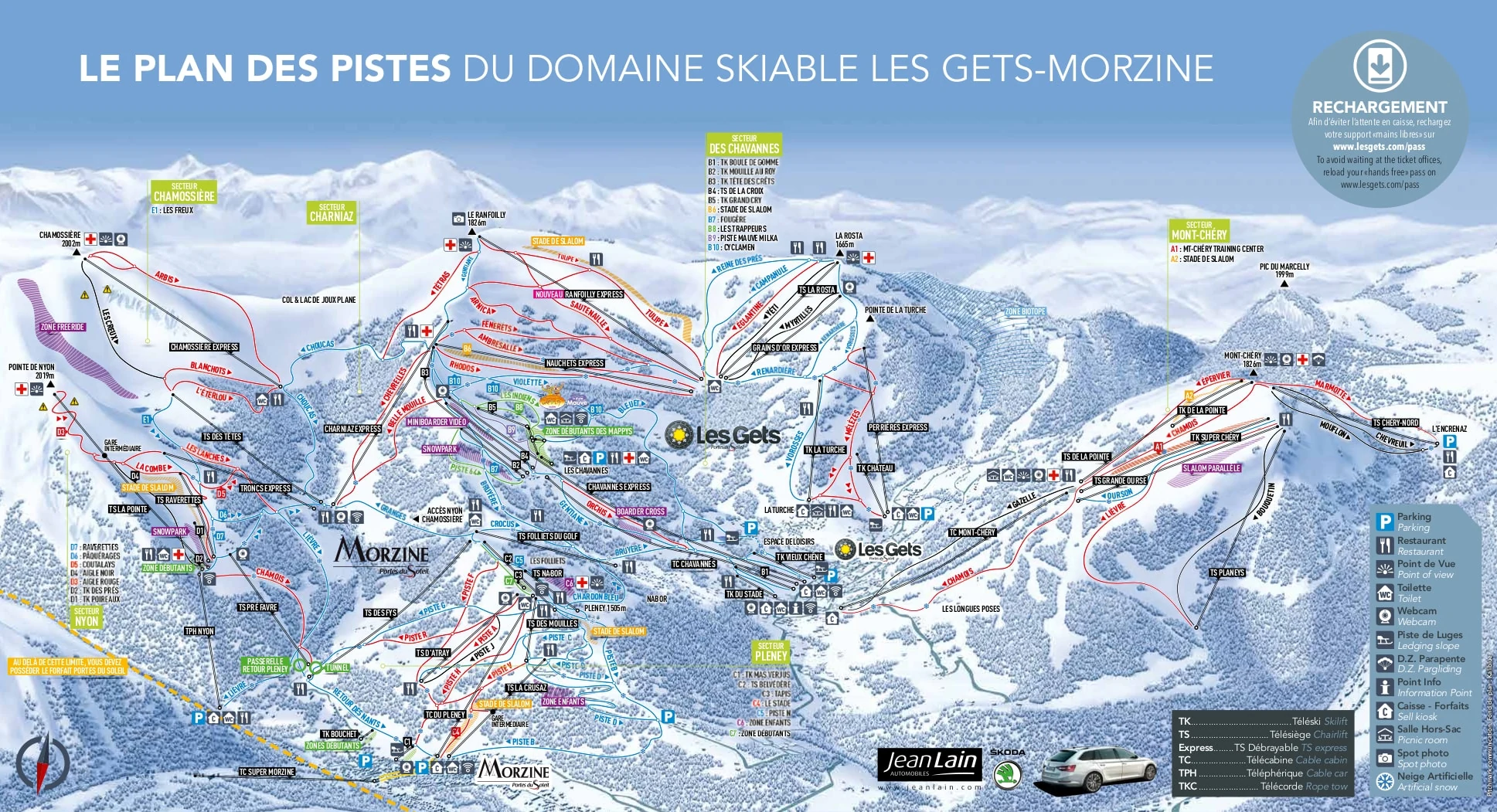 Pistkarta över Morzine, pister, liftar och nedfarter